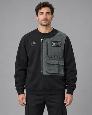 Fashion Techwear Hoodie worn by a man, front view
