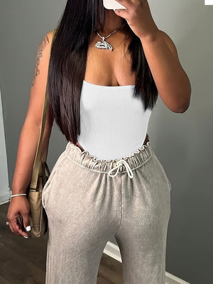 Fashion White Bodysuit Casual