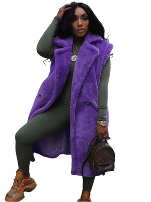 Faux Fur Women Spring Jacket Sleeveless