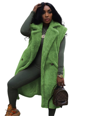 Faux Fur Women Spring Jacket Sleeveless