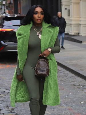 Faux Fur Women Spring Jacket Sleeveless