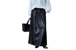 Faux Leather Black Goth Skirt