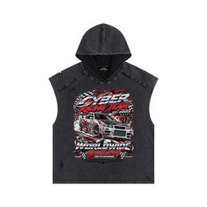 Racing Hooded Muscle Shirt Y2K