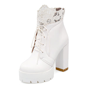 Female White Platform Boots New