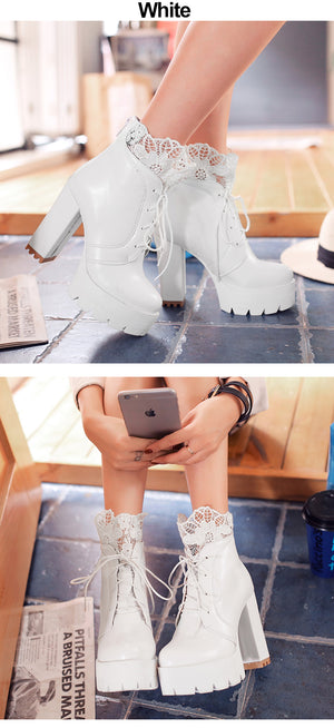 Female White Platform Boots New