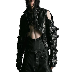 Fingerless Cyberpunk Long Gloves - product view on white background