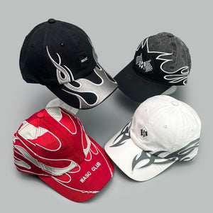 Flame Flag Baseball Hats Y2K