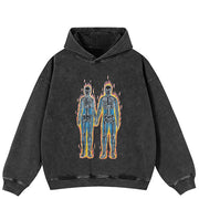 Flaming Skeleton Graphic Y2K Hoodie