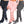 Front view of three pairs of flared cargo pants in black, pink and dark grey, drawstring waists and flared hems