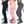 Three women in black, pink and dark grey flare cargo y2k pants, side view of the flap pockets and tie straps
