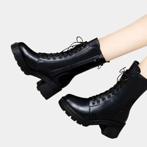 Flat Lace Up Black Boots