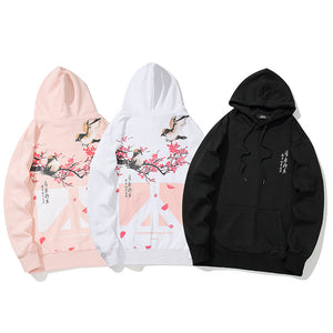 Floral Bird Print Y2K Hoodie