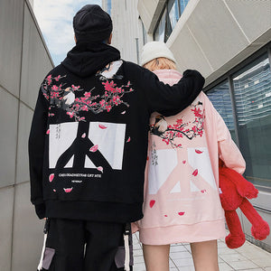 Floral Bird Print Y2K Hoodie