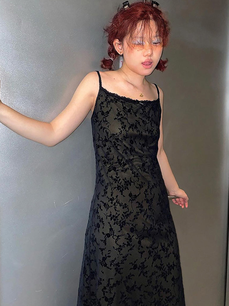Floral Casual Goth Dress Black / M Floral Casual Goth Dress Black / M