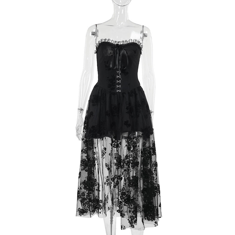 Gothic Bride Lace Overlay Dress - Black / M Gothic Bride Lace Overlay Dress - Black / M