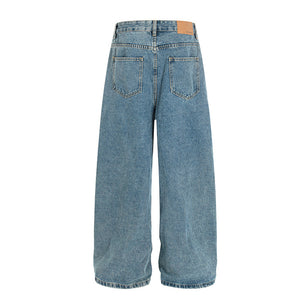 Folded Waist Washed Blue Y2K Jeans