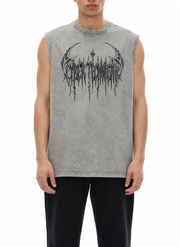 Gothic Muscle Shirt mit ausgefranstem Saum
