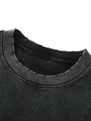 Close-up of the collar, the rib stitched down with the thread left deliberately rough