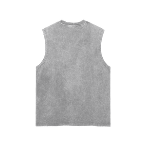 Back of the light grey tank laid flat, plain, showing the mottled surface of the wash