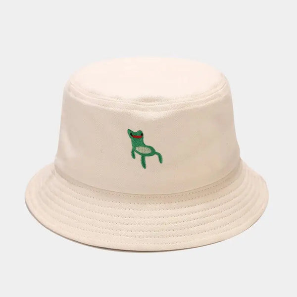 Frog Embroidery Bucket Hat