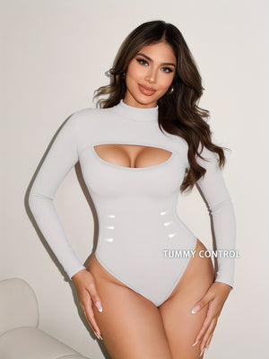 Front Cut-Out White Bodysuit