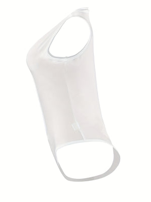 Front Zipper White Bodysuit