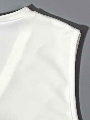 Front Zipper White Bodysuit