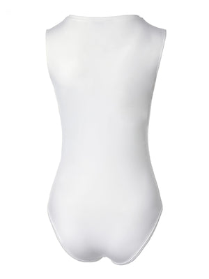 Front Zipper White Bodysuit