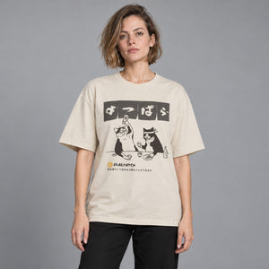 Funny Drinking Cat Y2K Graphic Tees – worn by a woman