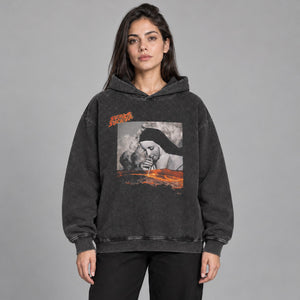 Funny Graphic Black Y2K Hoodie – worn by a woman