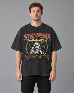 Funny Skull Graphic T Shirts Y2K worn by a man, front view