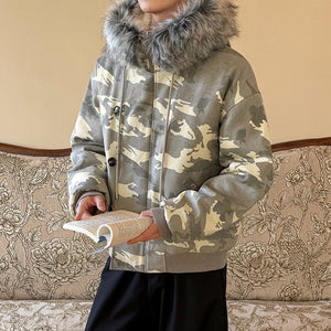Fur Collar Mens Y2K Jacket