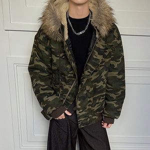 Fur Collar Mens Y2K Jacket