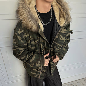 Fur Collar Mens Y2K Jacket