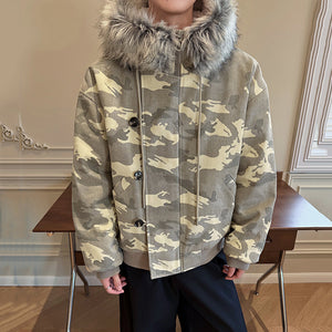 Fur Collar Mens Y2K Jacket