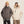 Fur Hood Parka Y2K Jacket worn by a couple, Dark Gray on him and Apricot on her, front view with hoods down