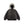 Dark Gray oversized parka with a grey fur-trimmed hood on a white background, front view with flap pockets