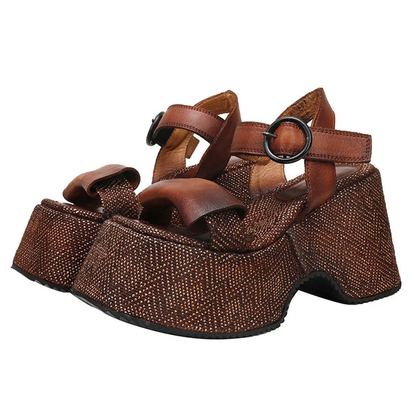 Genuine Chunky Sandals Leather