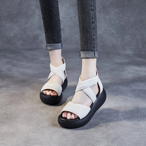 Genuine Leather Chunky Sandals