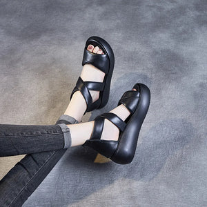 Genuine Leather Chunky Sandals