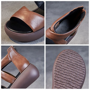 Genuine Leather Chunky Sandals