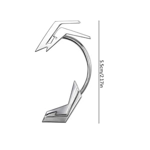 Silver geometric ear cuff that curves along the outer ear