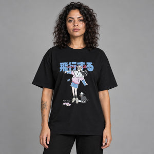 Girl Cat print Shirt Y2K – worn by a woman
