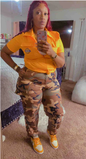 Girls camo cargo pants