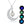 Glowing Moon Y2K Necklace crescent pendant on white, with four round insets of its glow colours