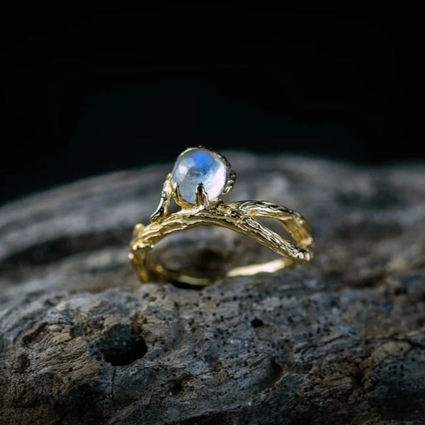 Gold Moonstone Ring