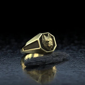 Gold Wolf Ring