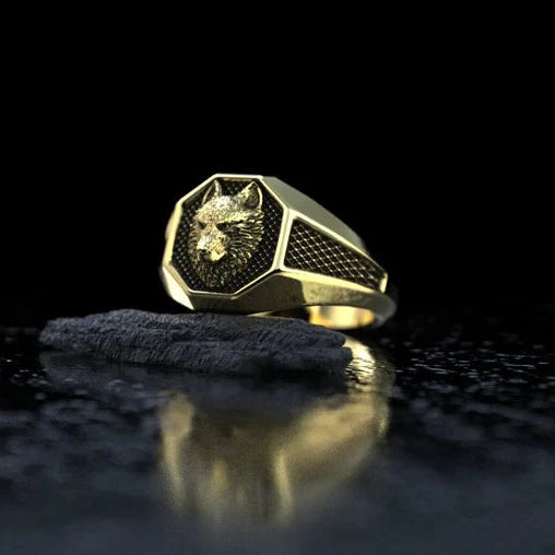 Gold Wolf Ring