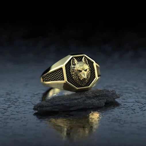 Gold Wolf Ring