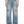 Goth Cross Y2K Baggy Jeans on a model, front view, light vintage wash with black gothic motifs on both legs